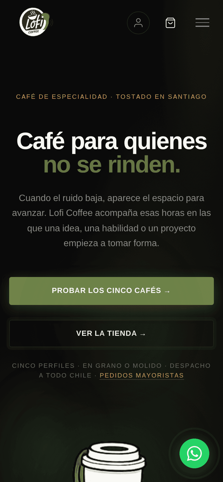 Vista móvil de Lofi Coffee